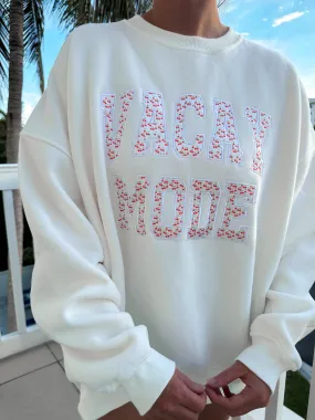 VACAY MODE CHERRY EMBROIDER FABRIC SWEATSHIRT