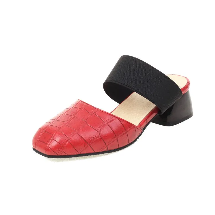 Women's Ethnic Stretch Block Chunky Heel Slides