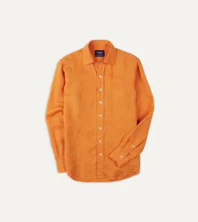 Yellow Linen Spread Collar Shirt